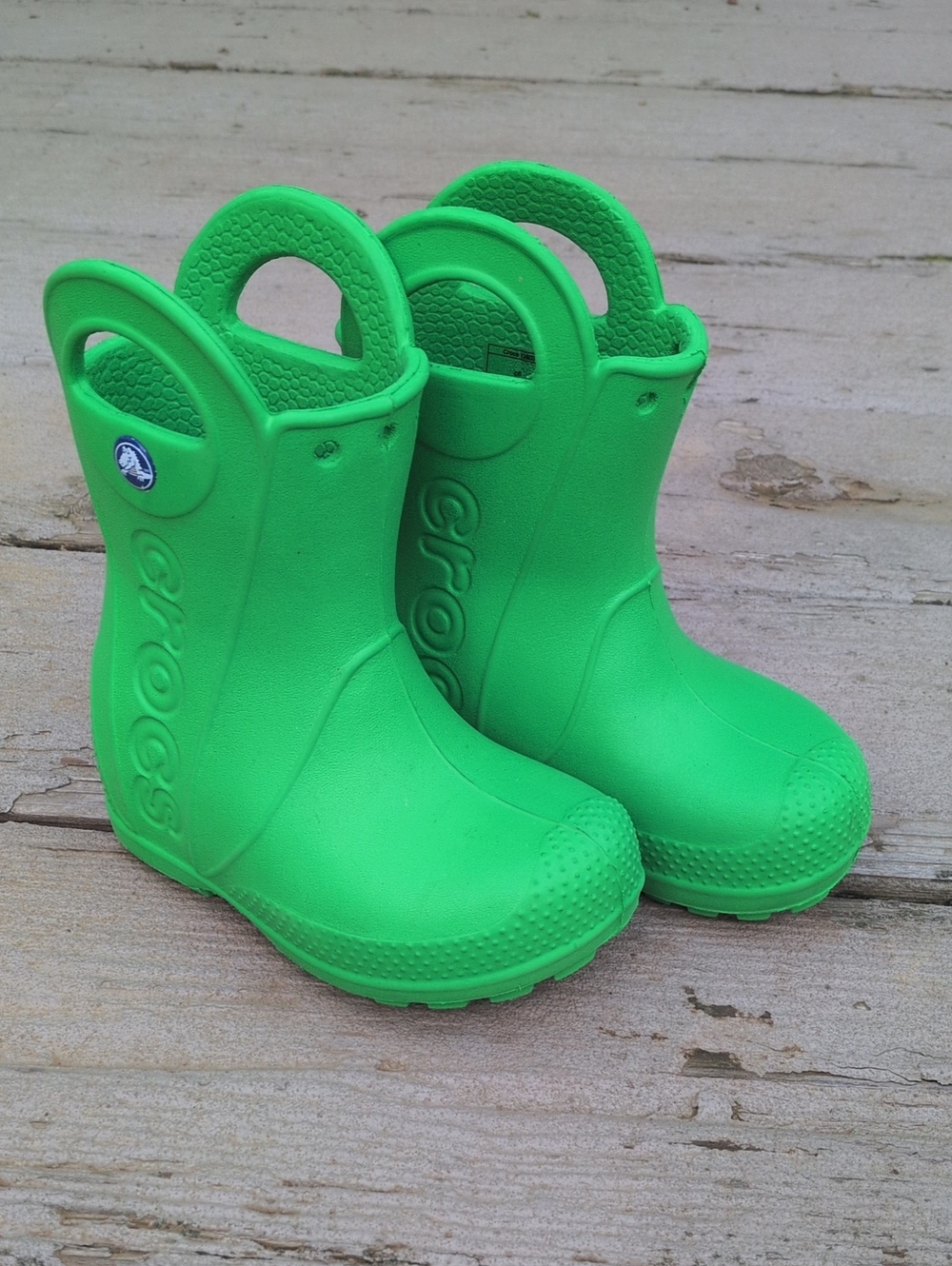 Crocs Kids' Green Rain Boots with Easy-Grab Handles